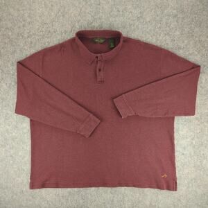 Orvis Polo Shirt Mens 2XL Burgundy Pima Cotton Signature Collection Long Sleeve